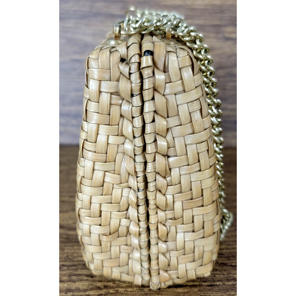Vintage ADG Fashion Imports Wicker Box Bag Purse Made in Hong Kong Gold Chain - Picture 2 of 13